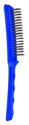 [BOR5175-SW-4R] Hand Scratch Brush 4 Row Steel Plastic Handle Blue