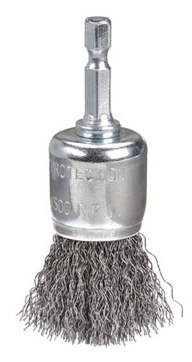 [BOR5134-25S] End Brush Crimp 25mm Steel 1/4" Hex